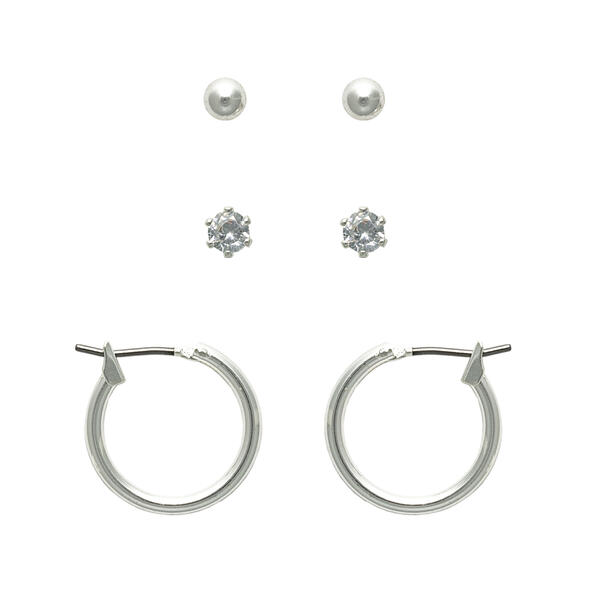 Freedom Pearl Cubic Zirconia Crystal & Lift Lock Hoop Earrings - image 