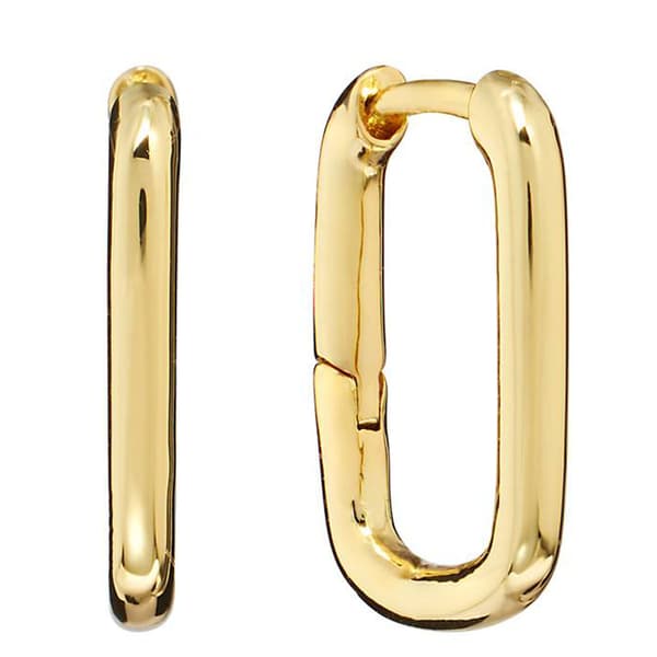 Gold Over Brass Rectangle Huggie Hoop Earrings