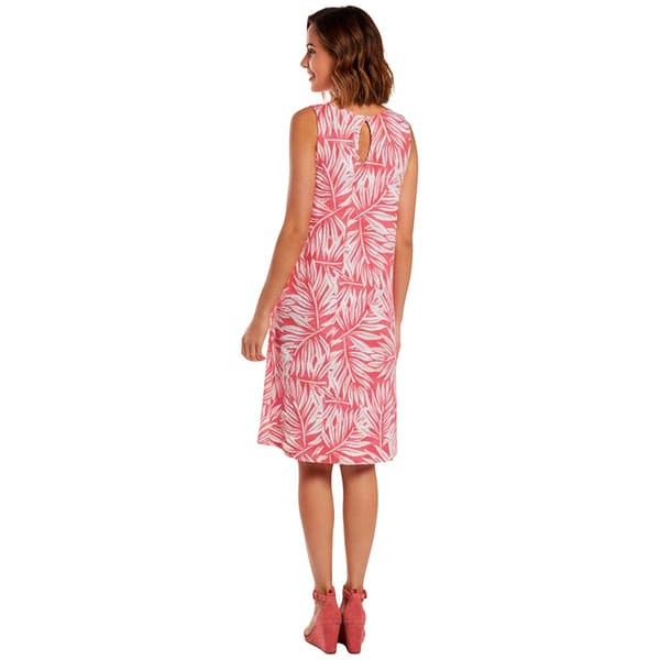 Womens Harlow & Rose Sleeveless Tropical Leaf Shift Dress