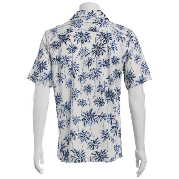 Mens Campia Short Sleeve Rayon Tropical Button Down Shirt - White