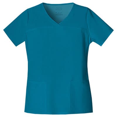 Womens Cherokee Core Stretch V-Neck Top - Caribbean Blue