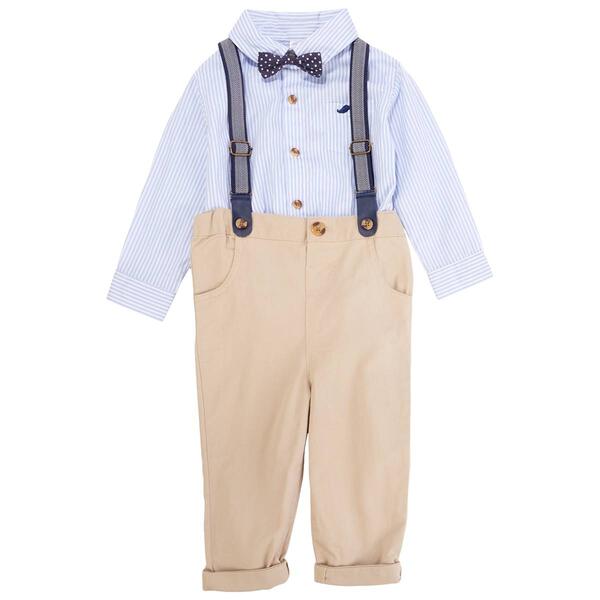 Baby Boy &#40;3-24M&#41; Little Gent&#40;R&#41; 4pc. Stripe Top Suspender Pants Set - image 