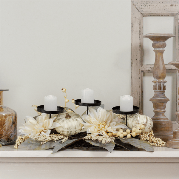 Northlight Dahlia Fall Harvest Candle Holder Centerpiece