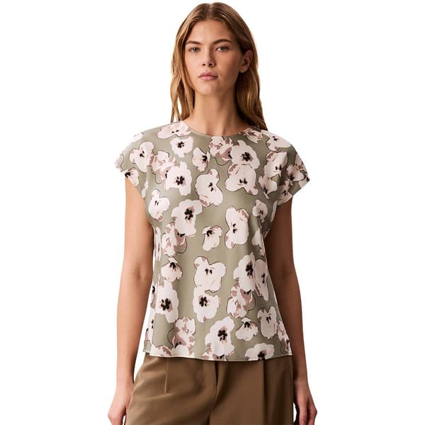 Womens Calvin Klein Cap Sleeve Buttercup Floral Blouse - image 