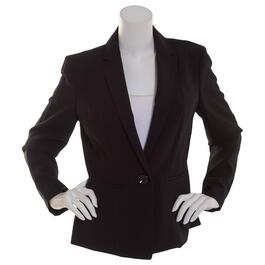 Petite Kasper One Button Solid Seamed Crepe Jacket