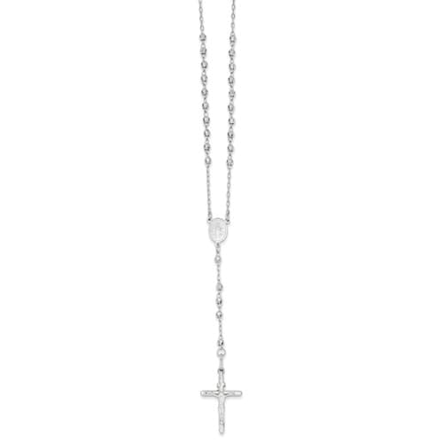 Gold Classics(tm) 14kt. White Gold Beaded Rosary Y-Necklace - image 