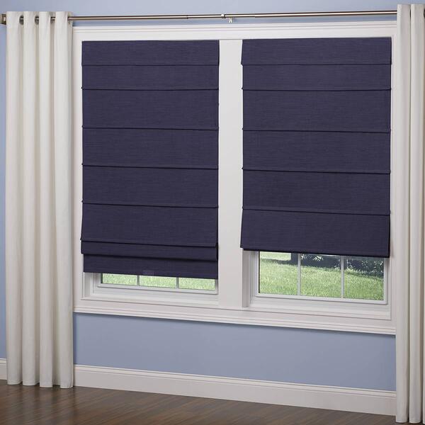 5in. Textured Fabric Cordless Roman Shades - Navy - image 
