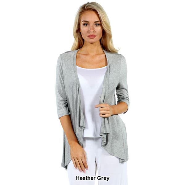 Womens 24/7 Comfort Apparel Elbow Length Sleeve Open Cardigan