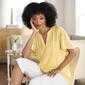 Petite Napa Valley Short Sleeve Solid Clip Dot Henley Top - image 1