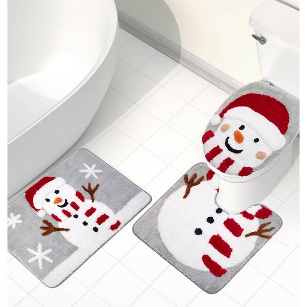 Avanti Snowman Flake 3pc. Bathroom Rug Set