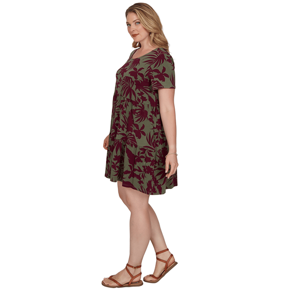 Plus Size Ruby Rd. Sedona Escape Tropical Tiered Shift Dress