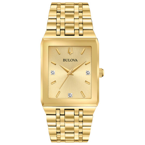 Mens Bulova Quadra Gold Plated Bracelet Watch - 97D120 - image 
