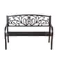 Evergreen Blooming Garden Black Metal Bench - image 1
