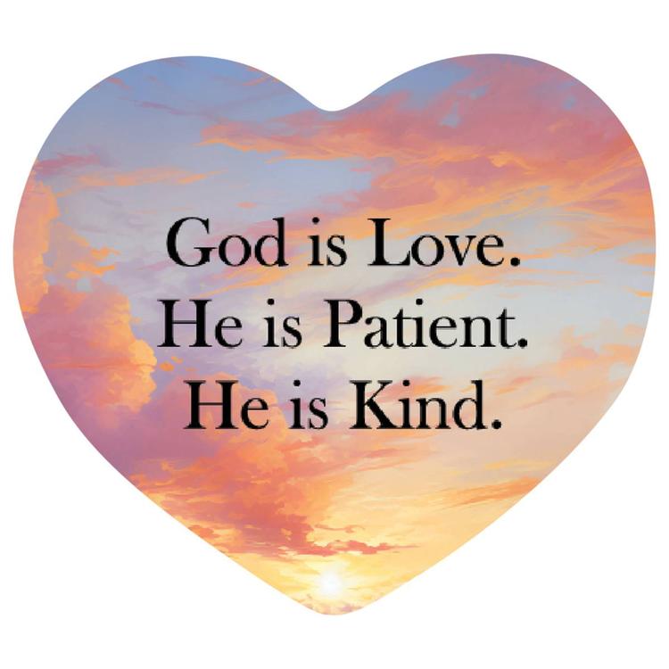 God is Love w/ Sunset Background Heart Garden Stone