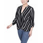Womens NY Collection 3/4 Sleeve Pleated Front Blouse-Black/White - image 1
