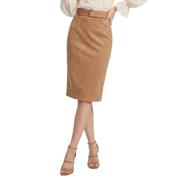 Womens NY Collection Pull On Belted Suede Skirt - image 