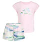 Girls &#40;4-6x&#41; adidas&#174; Short Sleeve Logo Tee & Marbled Shorts Set - image 3