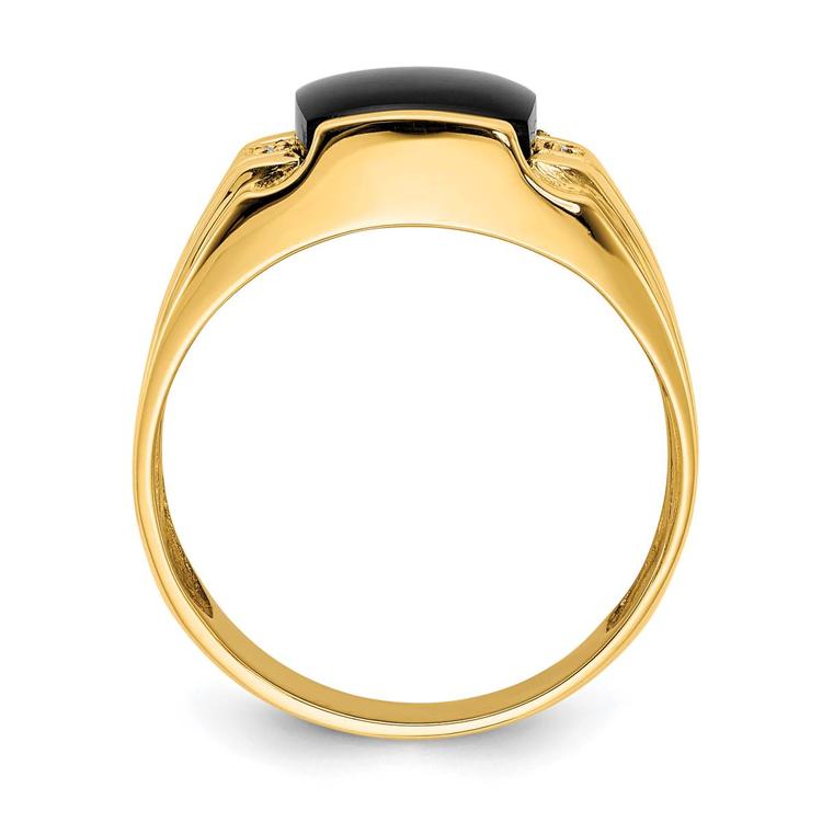 Mens Gentlemen’s Classics™ 14kt. Gold Onyx Diamond Textured Ring