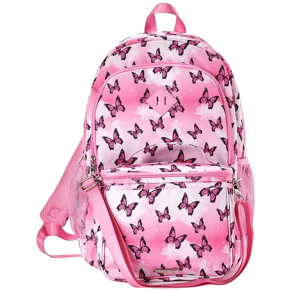 Madden Girl Nylon Backpack w/Lunch Box - Butterflies - image 