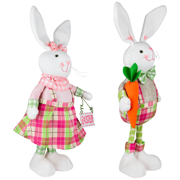 Northlight Bunny Rabbit Figurines with Easter Sign - Set of 2