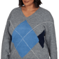 Plus Size Hearts of Palm Autumn Breeze V Neck Argyle Sweater - image 5