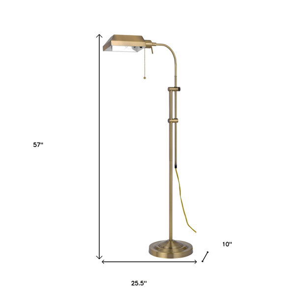 HomeRoots 57in. Brass Adjustable Traditional Shaped Floor Lamp