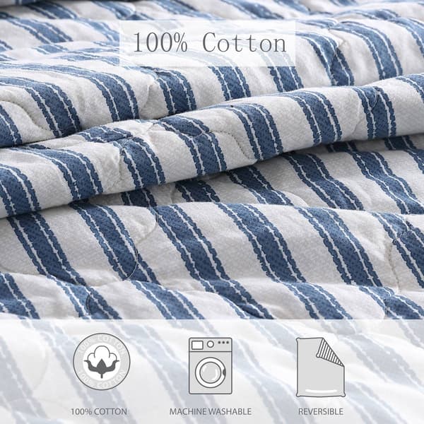 Stone Cottage Willow Way Striped 136 TC Reversible Quilt Set