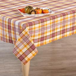 Gold/Red Plaid Tablecloth