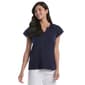 Petite Rafaella(R) Eyelet Flutter Sleeve Split Neck Top - image 1