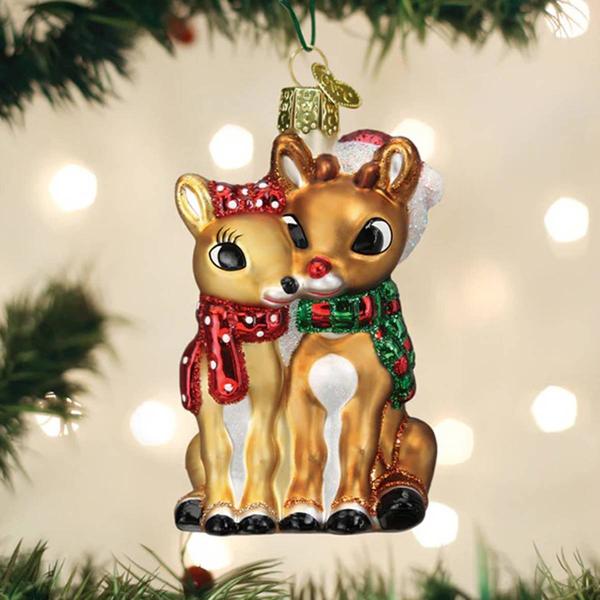 Old World Christmas Rudolph & Clarice Ornament - image 