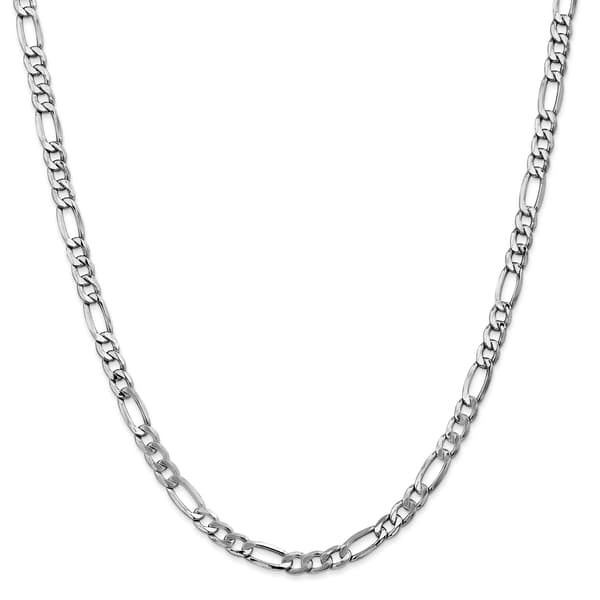 Mens Gold Classics&#40;tm&#41; 5.75mm. White Gold Semi Solid Figaro Necklace