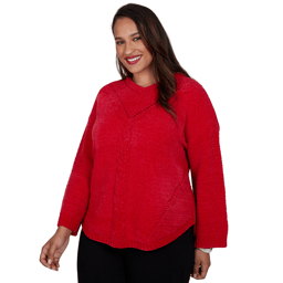 Plus Size Ruby Rd. Mysterious Romance Chenille V-Neck Sweater