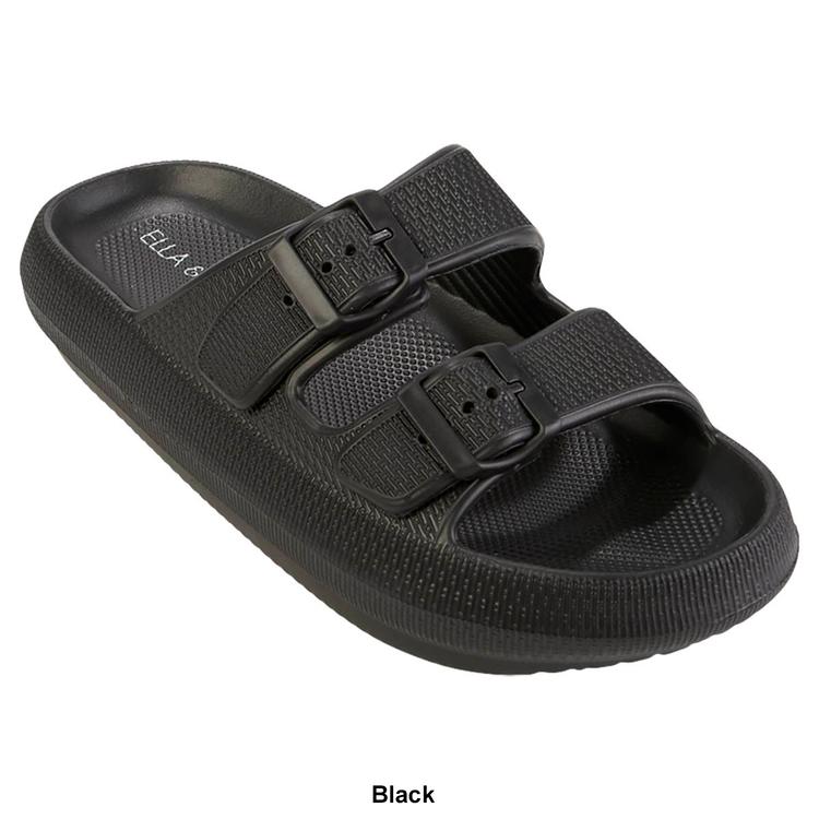 Womens Ella &amp; Joy Double Buckle EVA Slide Sandals