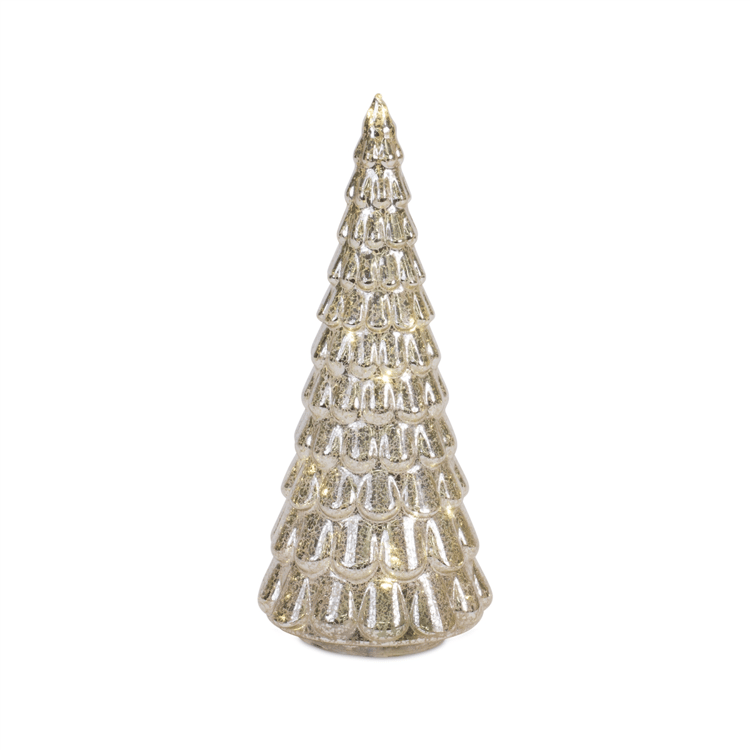 Melrose LED Lighted Mercury Glass Holiday Tree Decor - Set of 4