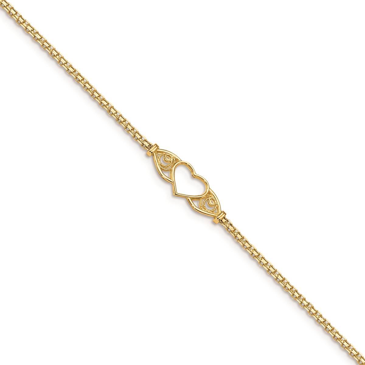 Gold Classics™ 14kt. Gold Polished Antique Heart 10in....
