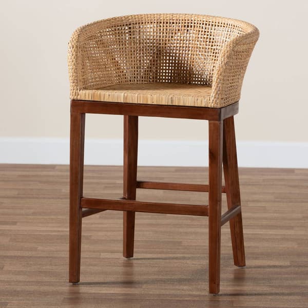 bali & pari Papua Modern Bohemian Acasia Wood Counter Stool