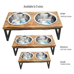 Indipets Luxe Craft Wooden Elevated Feeder