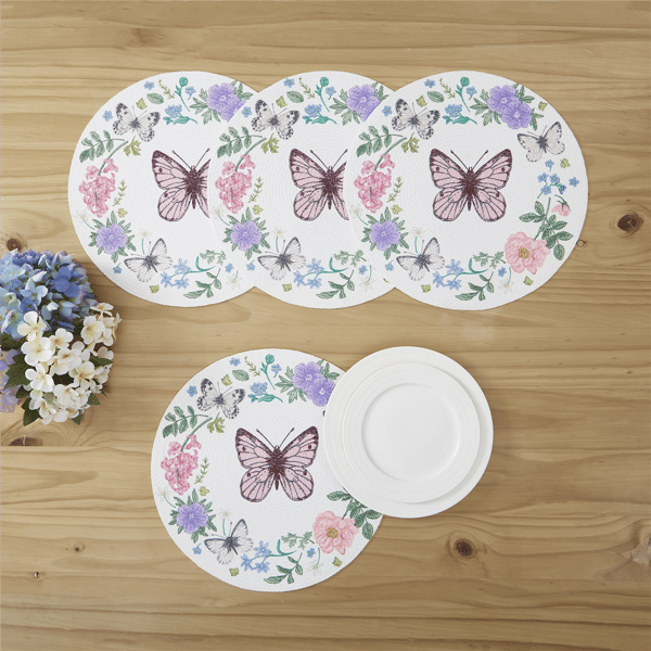 Avanti Meadow Woven Braided Round Placemats - Set of 4