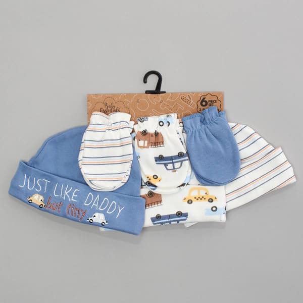 Baby Boy Baby Essentials&#40;R&#41; 6pc. Just Like Dad Hats & Mittens - image 
