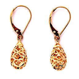 Candela Yellow 14kt. Lace Teardrop Lever Back Earrings