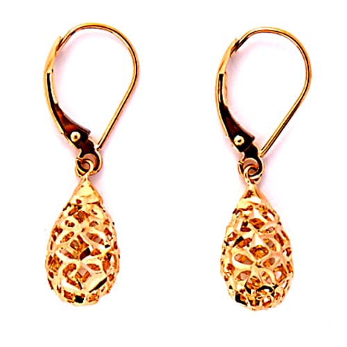 Candela Yellow 14kt. Lace Teardrop Lever Back Earrings - image 