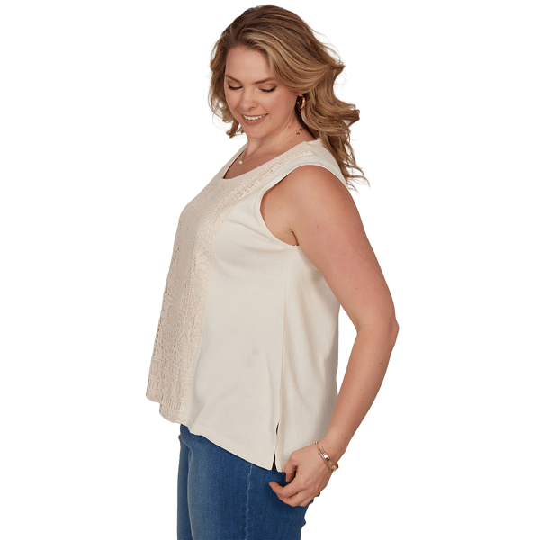Plus Size Ruby Rd. Renaissance Romance Crochet Front Tank Top