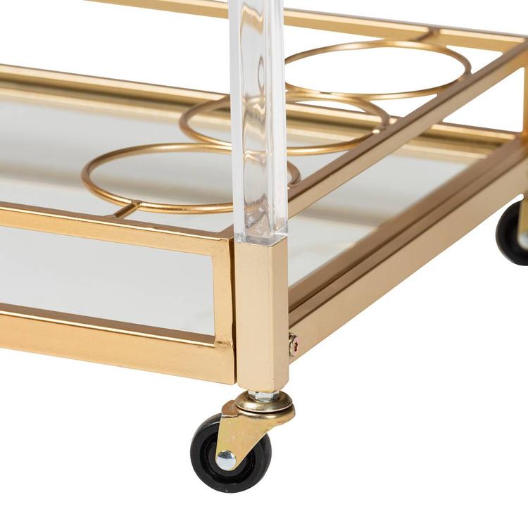 Baxton Studio Savannah Glam & Luxe Gold Metal Wine Cart