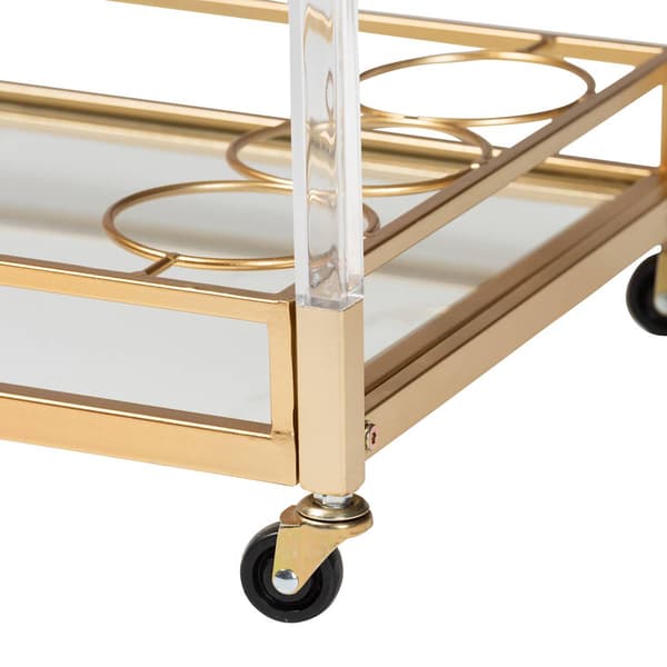 Baxton Studio Savannah Glam & Luxe Gold Metal Wine Cart