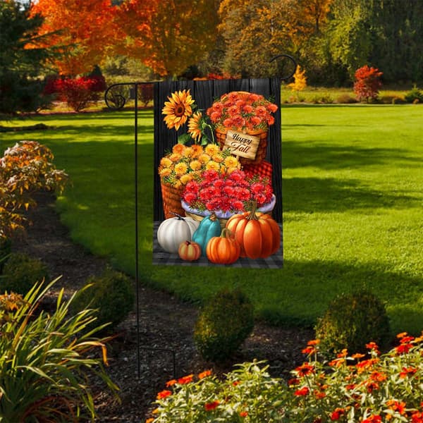 Briarwood Lane Baskets of Mums Garden Flag