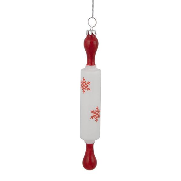 Northlight Seasonal 7.25in. Rolling Pin Glass Christmas Ornament - image 