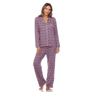 Womens White Mark Long Sleeve Heart Pajama Set Boscov s