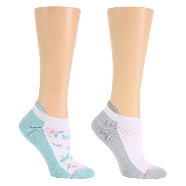 Womens Dr. Motion 2pk. Floral Low Cut Socks - Blue - image 