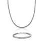 Mens Lynx Stainless Steel Foxtail Chain Necklace & Bracelet Set - image 1