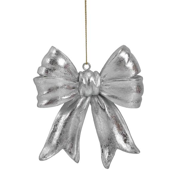 Resin Silver Bow Ornament - image 